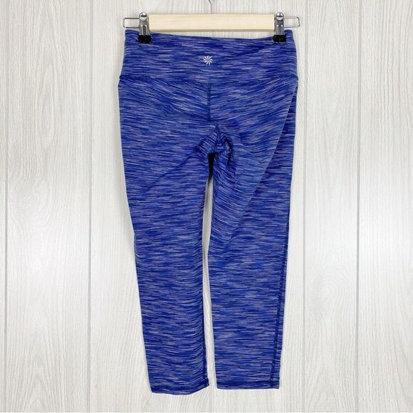 Athleta | Blue Striped Chaturanga Energy Capri Leggings Size XS - Picture 2 of 9
